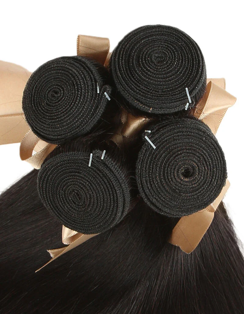 QVR Remy Human Hair Bundle Straight Hair 4 Bundles Natural Color - Image 5