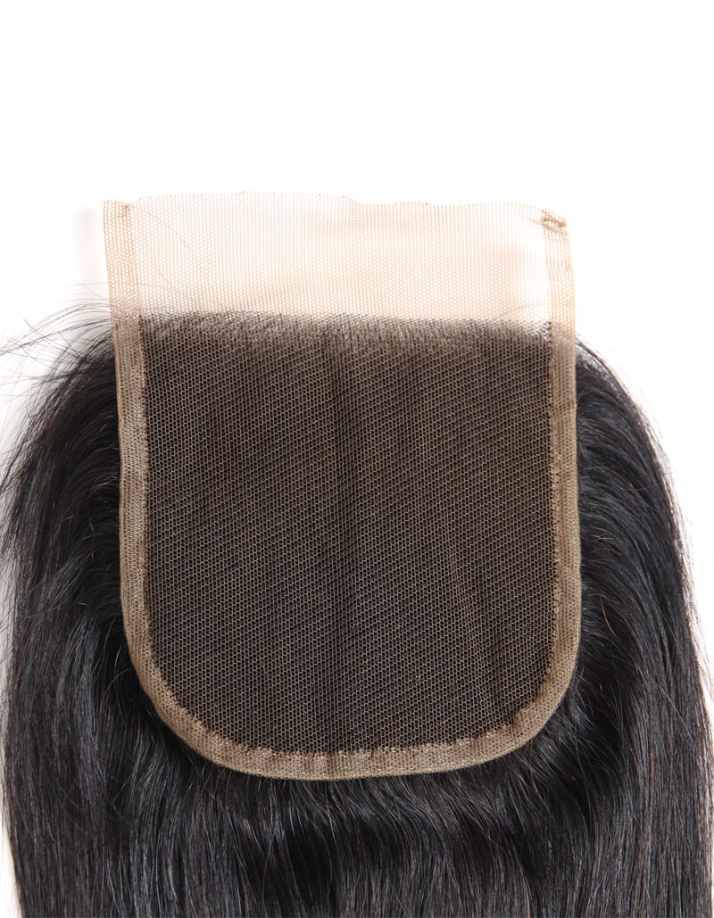 QVR Remy Human Hair Straight Hair 4 Bundles With 4x4 Lace Closure Natural Color - Image 9