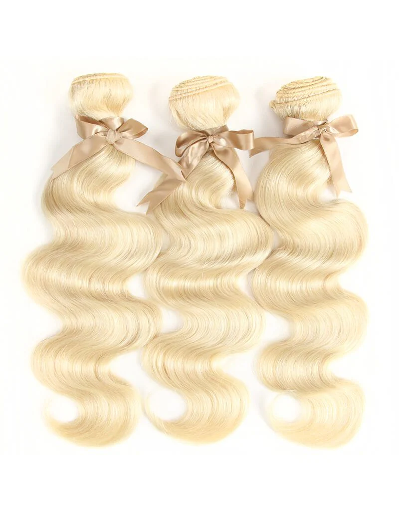 QVR Remy Human Hair Blonde Body Wave 3 Bundles 613 Brazilian Human Hair Wavy bundles - Image 3