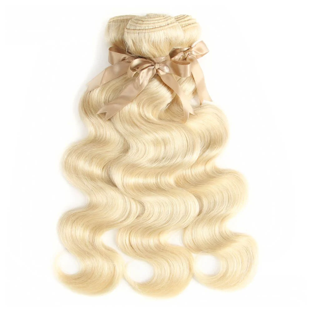 QVR Remy Human Hair Blonde Body Wave 3 Bundles 613 Brazilian Human Hair Wavy bundles - Image 4