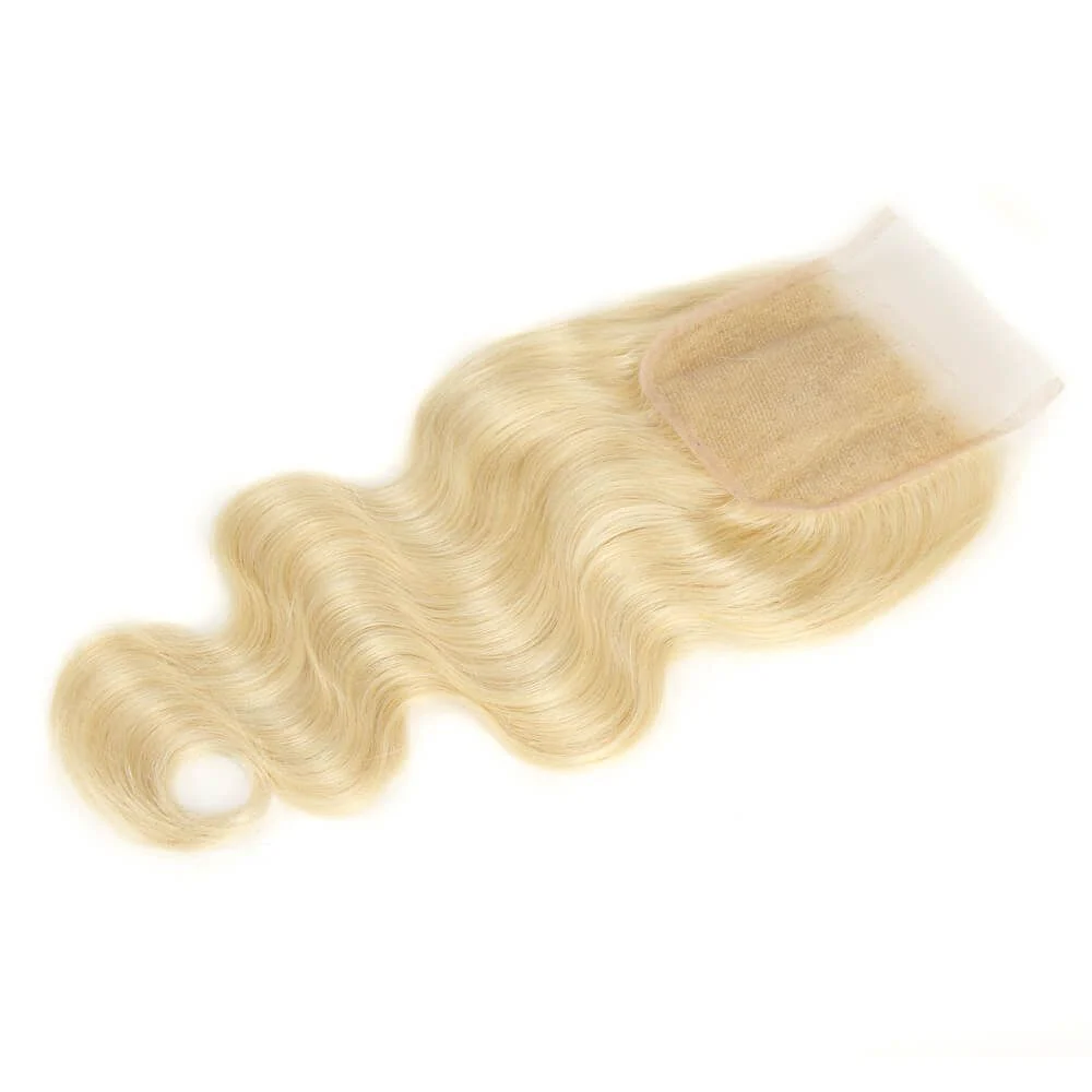 QVR Remy Human Hair Blonde Hair Body Wave 3 Bundles With 4x4 Lace Closure 613 - Image 6