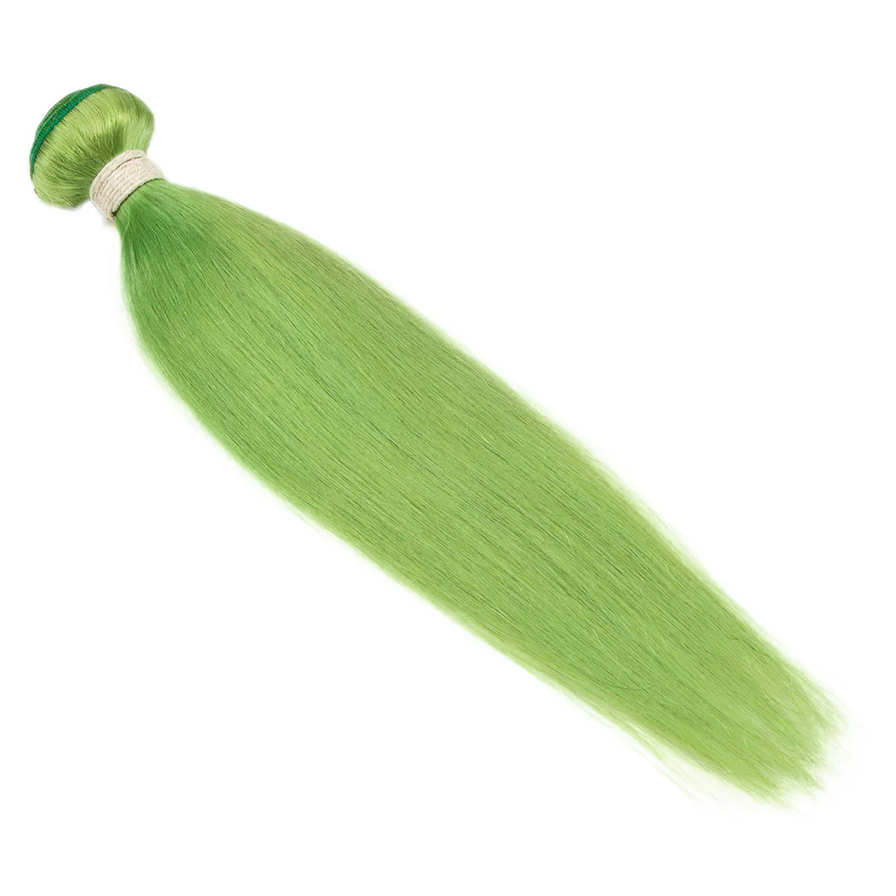 Queen Remy Human Hair 3 Bundles Straight Hair Weave Biscay Green Color - Image 4