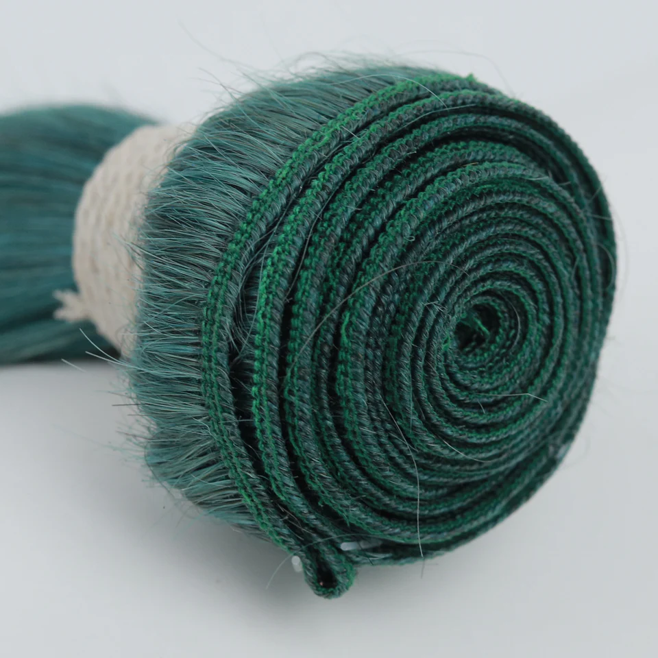 Queen Remy Human Hair 3 Bundles Straight Hair Weave Jade Green Color - Image 3