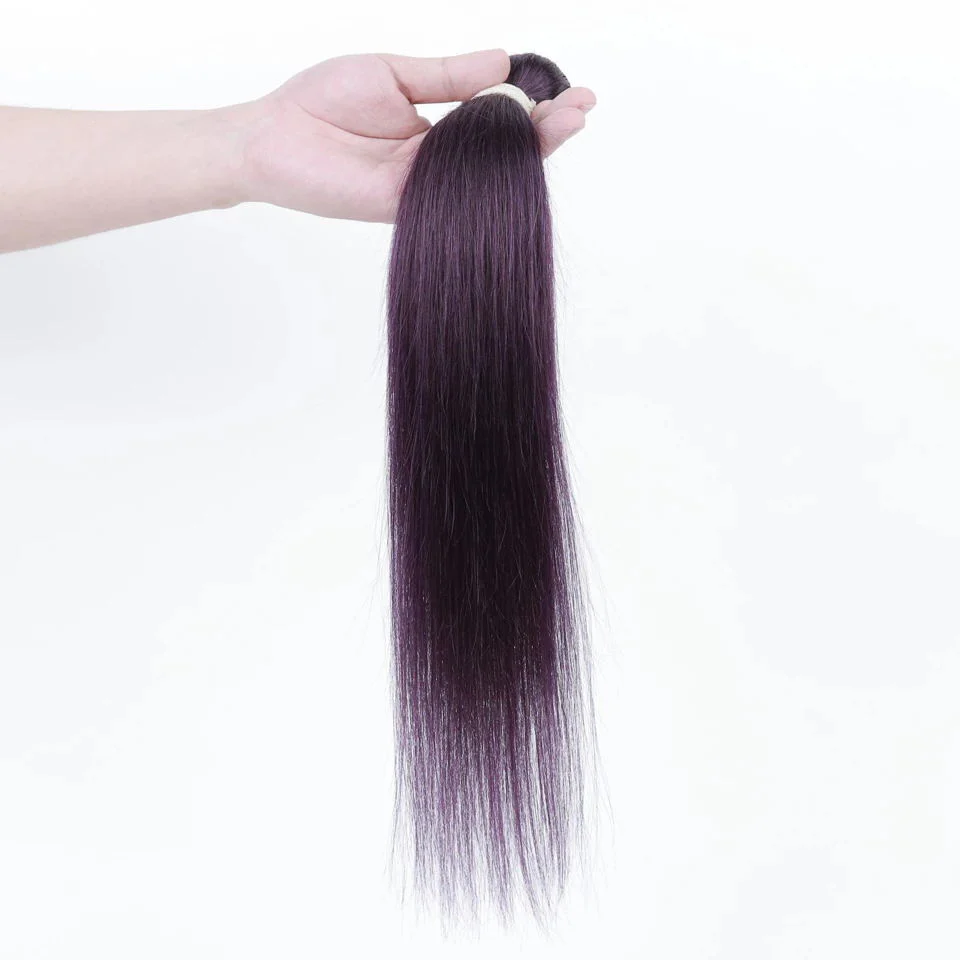 Queen Remy Human Hair 3 Bundles Straight Hair Weave Purple Color - Image 2