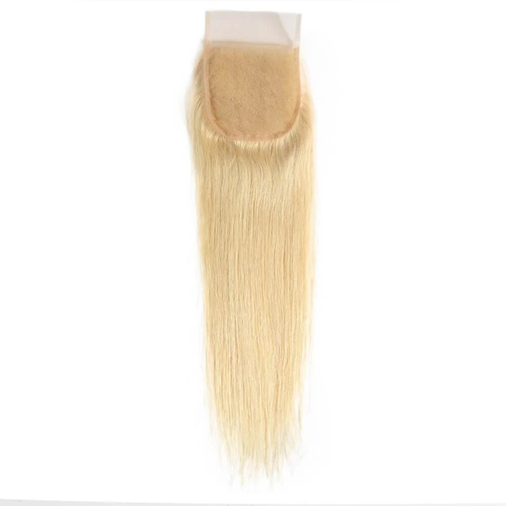 Queen Remy Human Hair 3 Bundles with Blonde Closure Straight Hair Weave - Image 6