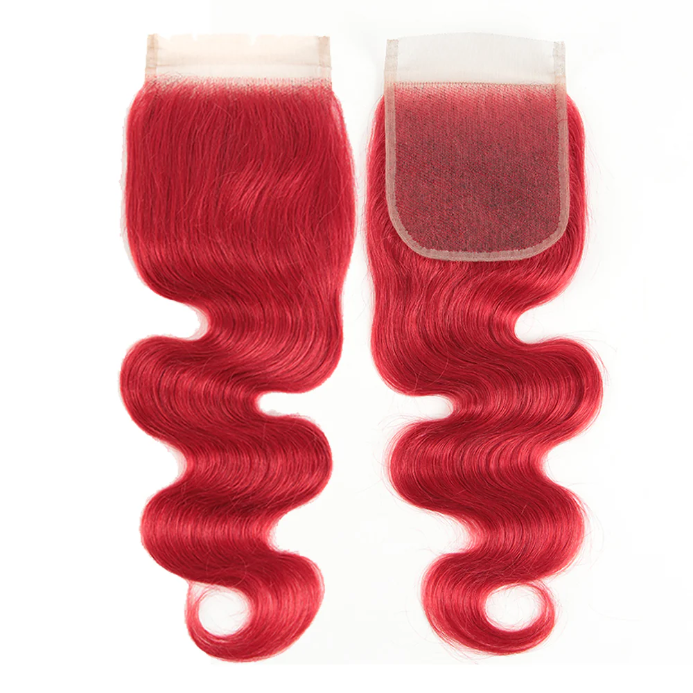 QVR Red Color Brazilian Body Wave Bundles With Closure Remy Hair Weave Bunldes Hair Extension For Black Women - Image 4