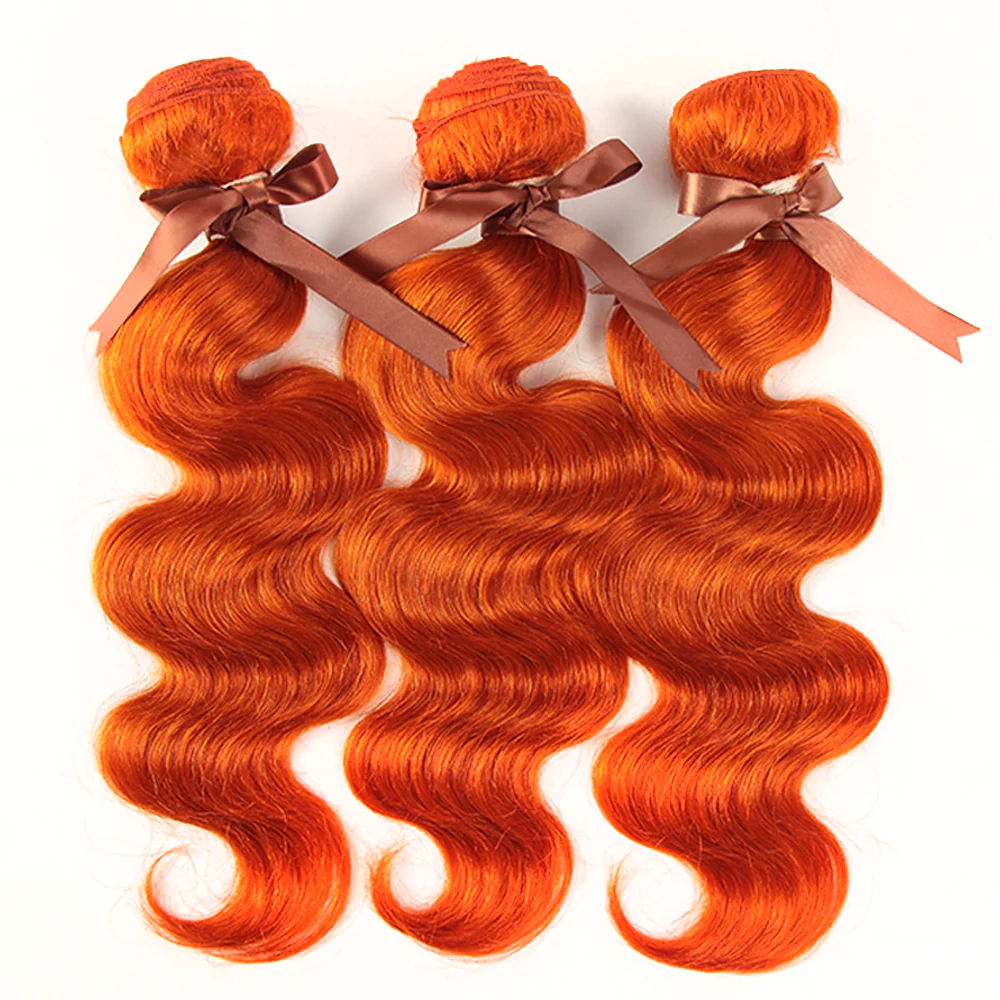 Queen Remy Ginger  Human Hair 3 Bundles Body Wave Hair Orange Color - Image 3