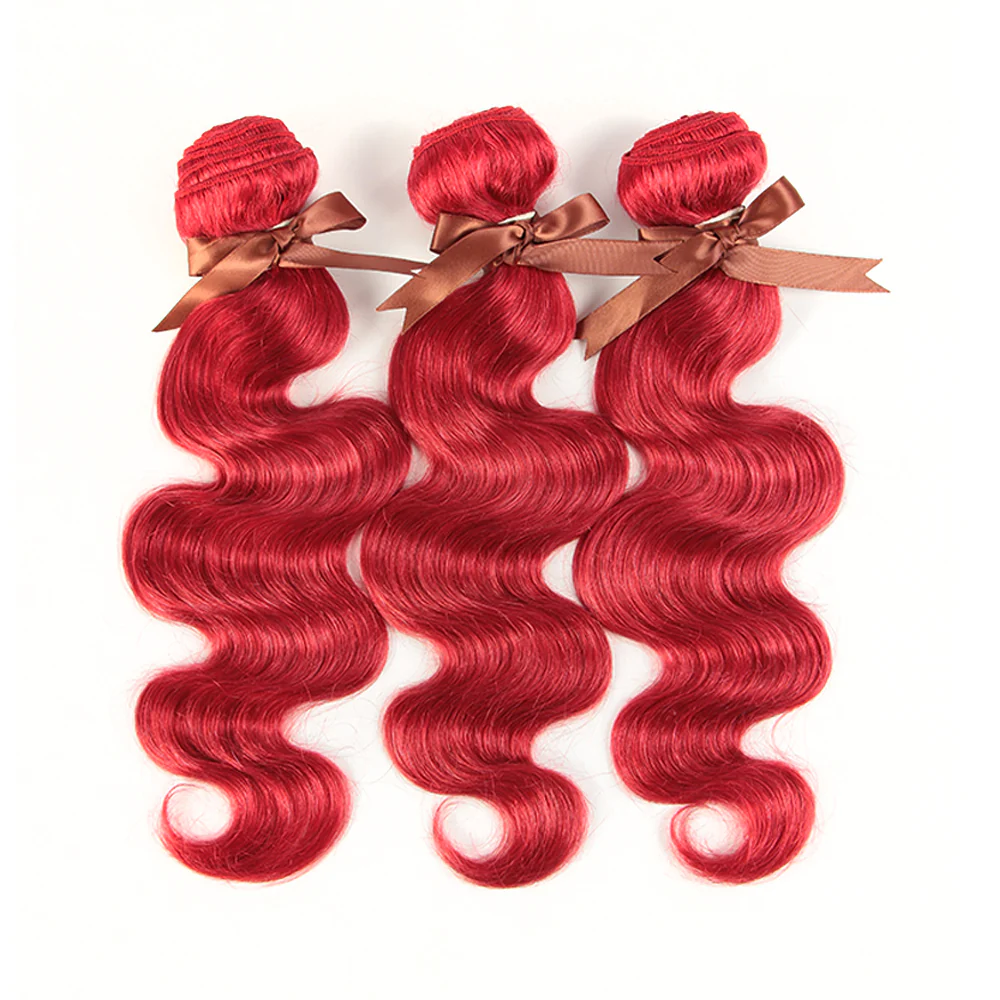 Queen Remy Human Hair 3 Bundles Body Wave Hair Red Color - Image 3