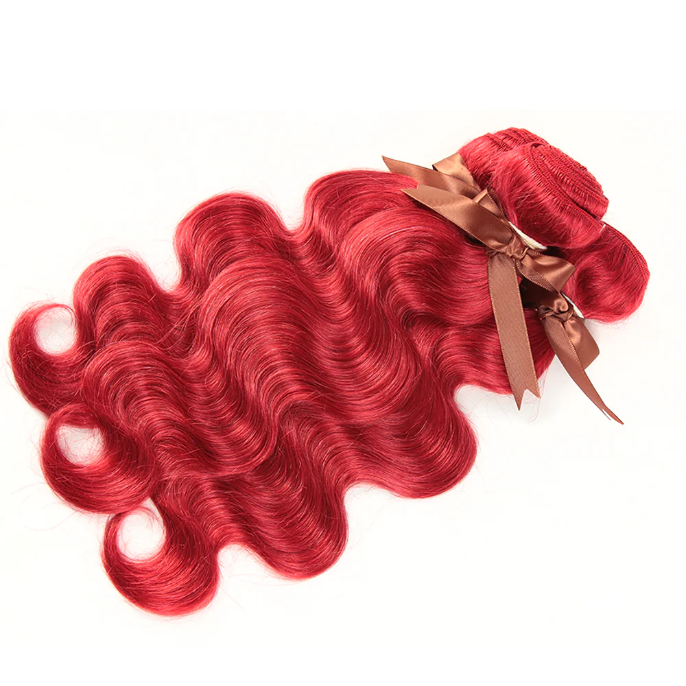 Queen Remy Human Hair 3 Bundles Body Wave Hair Red Color - Image 4