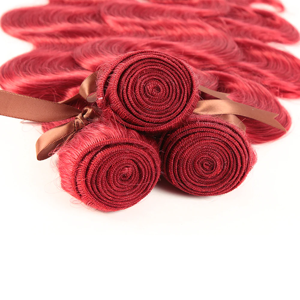 Queen Remy Human Hair 3 Bundles Body Wave Hair Red Color - Image 5