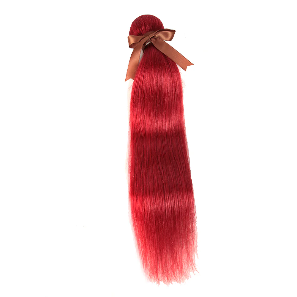 Remy Human Hair 3 Bundles Straight Hair Weave Red Color - Image 7