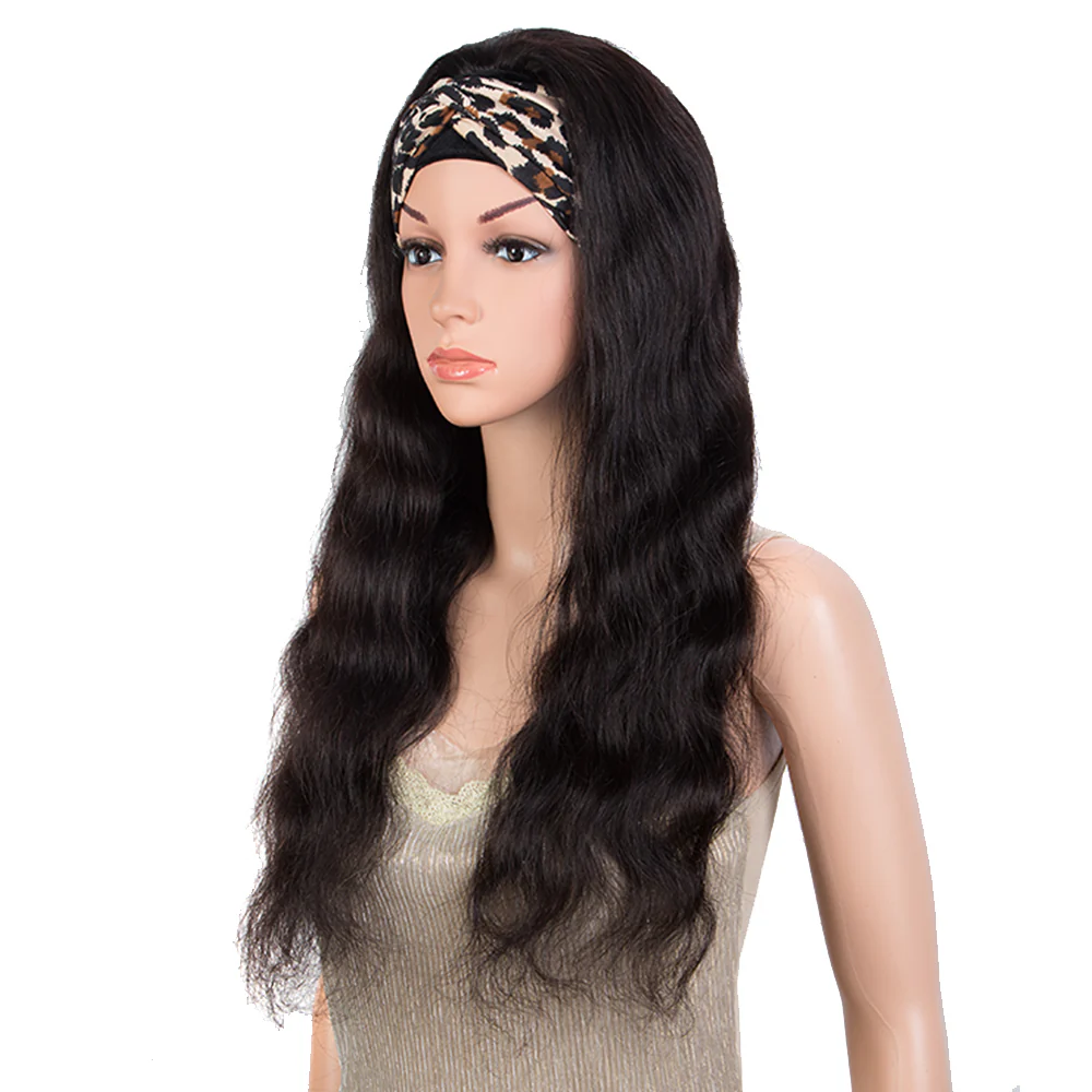 QVR Remy Human Hair Headband Wig Body Wave Headwrap Wig Natural Color - Image 3