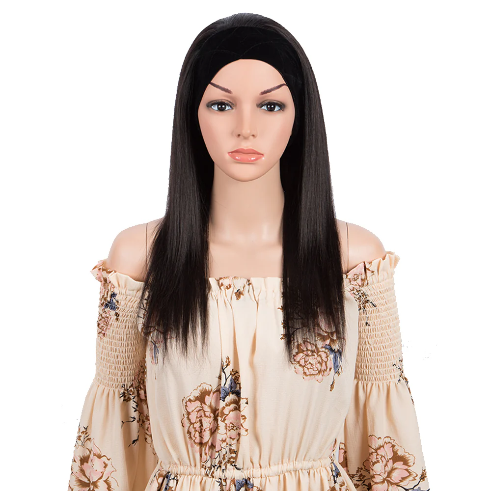 QVR Remy Human Hair Headband Wig Straight Headwrap Wig Natural Color - Image 4