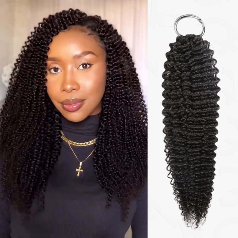 QUICK SHIP|Afro Kinky Curly Crochet Hair Machine Made Feather Human Hair Extension - Image 13