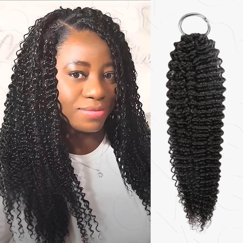 QUICK SHIP|Afro Kinky Curly Crochet Hair Machine Made Feather Human Hair Extension - Image 14
