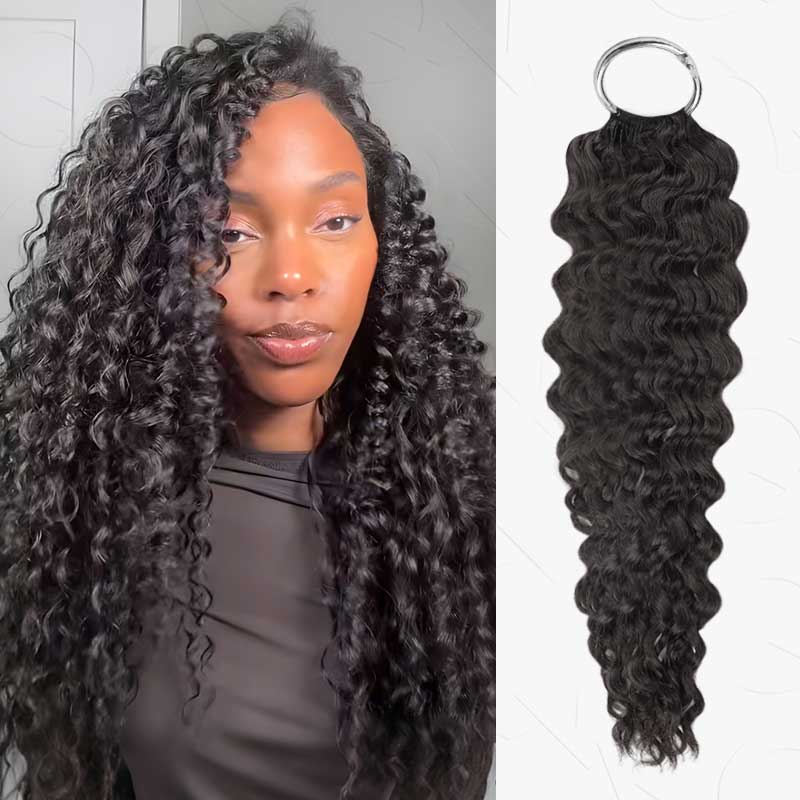 QUICK SHIP|Afro Kinky Curly Crochet Hair Machine Made Feather Human Hair Extension - Image 15