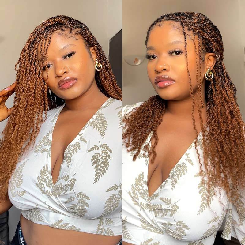 QUICK SHIP|Auburn Brown Afro kinky Bulk Human Hair Extensions - Image 8