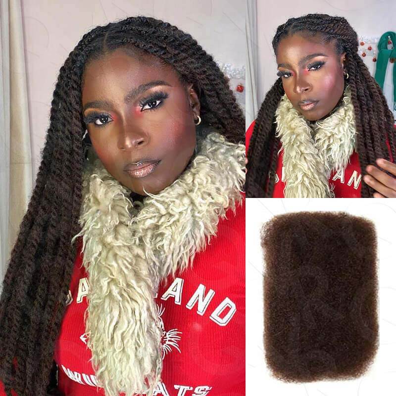 QUICK SHIP|Dark Brown Afro kinky Bulk Human Hair Extensions - Image 2