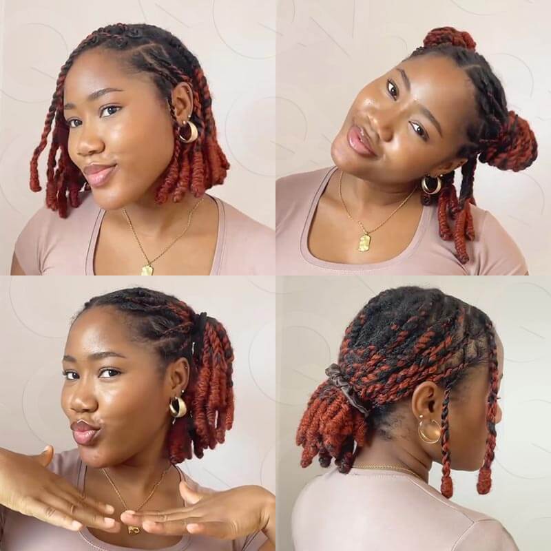 QUICK SHIP|Dark Orange Afro kinky Bulk Human Hair Extensions - Image 3