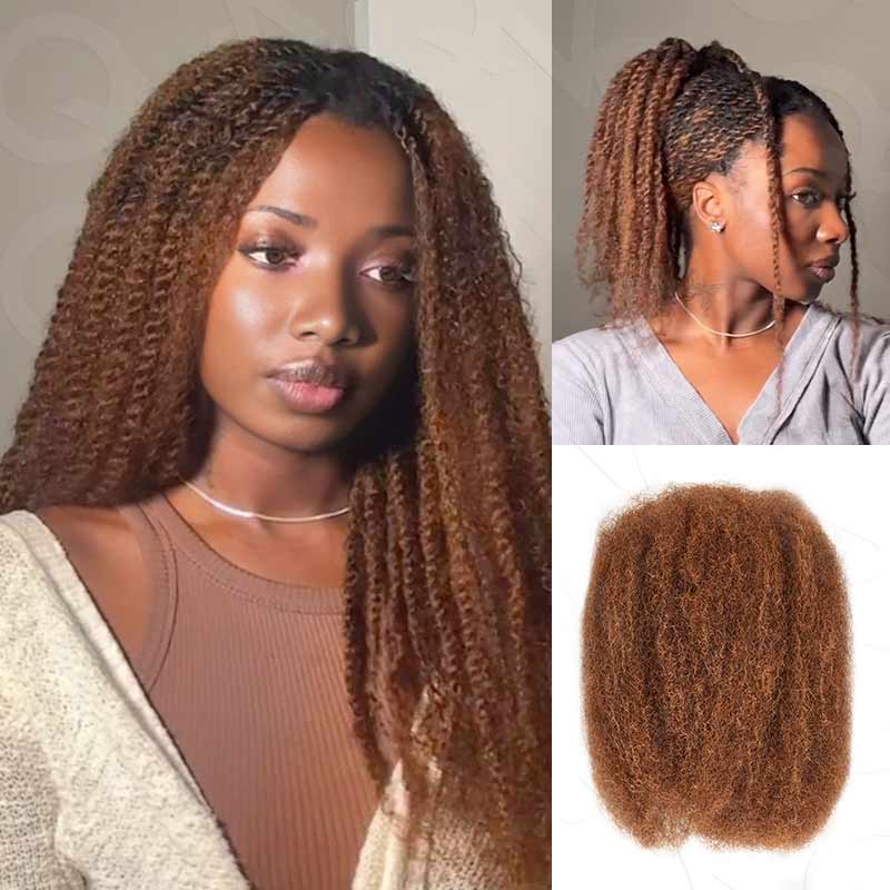 QUICK SHIP|Mixed Color #4/30 Afro kinky Bulk Human Hair Extensions