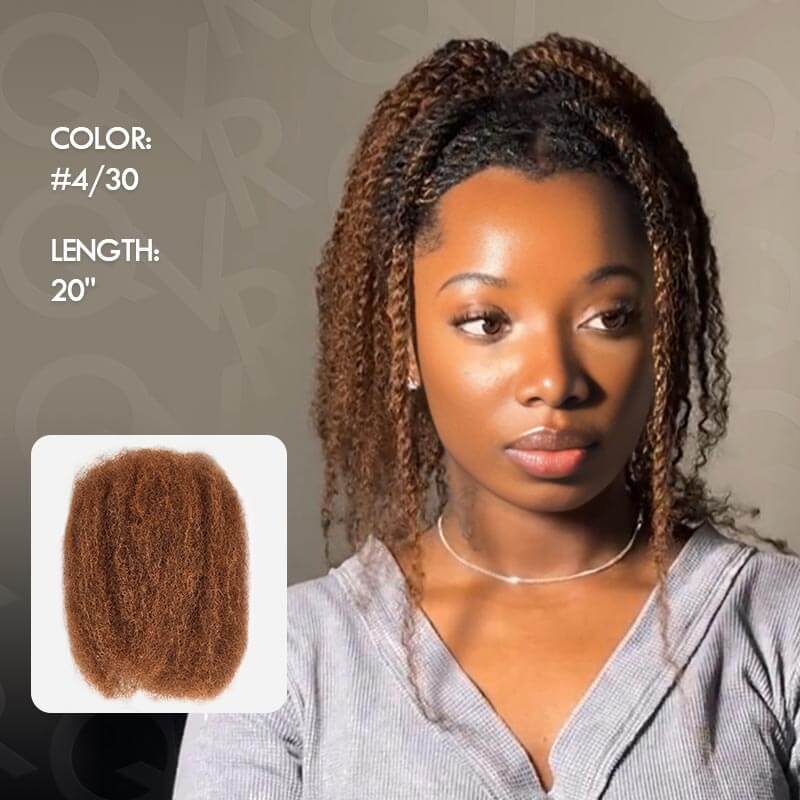 QUICK SHIP|Mixed Color #4/30 Afro kinky Bulk Human Hair Extensions - Image 2