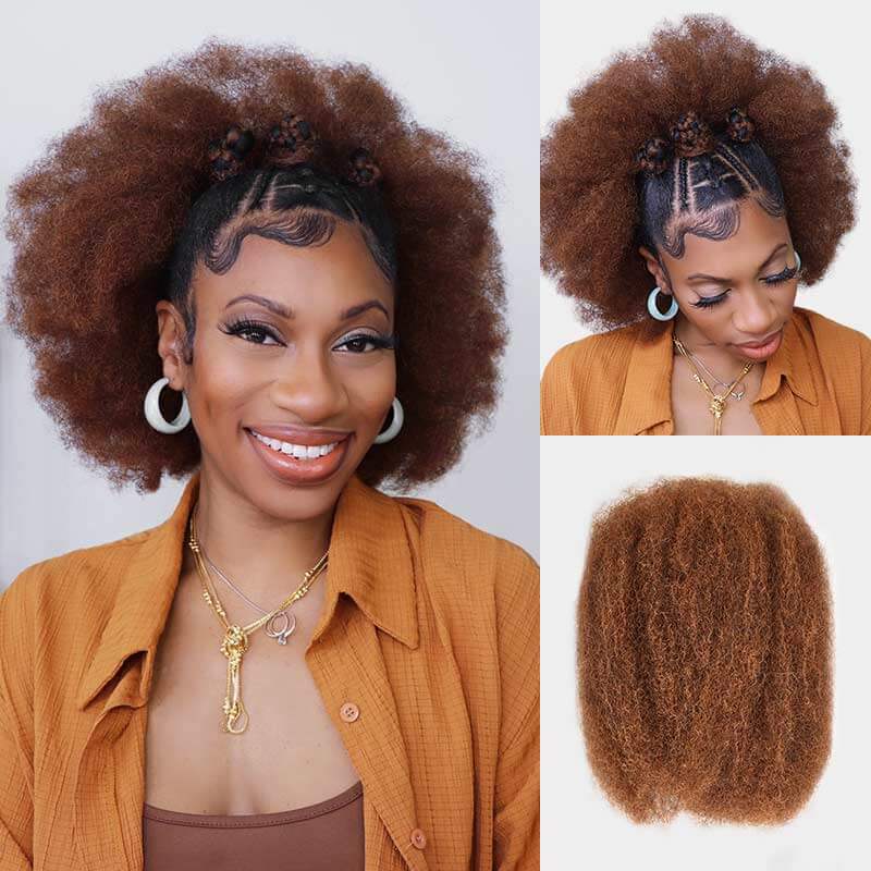 QUICK SHIP|Mixed Color #4/30 Afro kinky Bulk Human Hair Extensions - Image 3