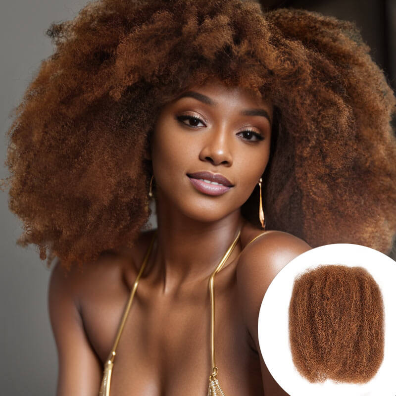QUICK SHIP|Mixed Color #4/30 Afro kinky Bulk Human Hair Extensions - Image 4
