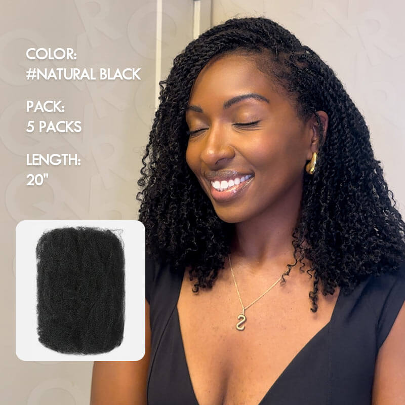 QUICK SHIP|Natural Black Afro kinky Bulk Human Hair Extensions - Image 6