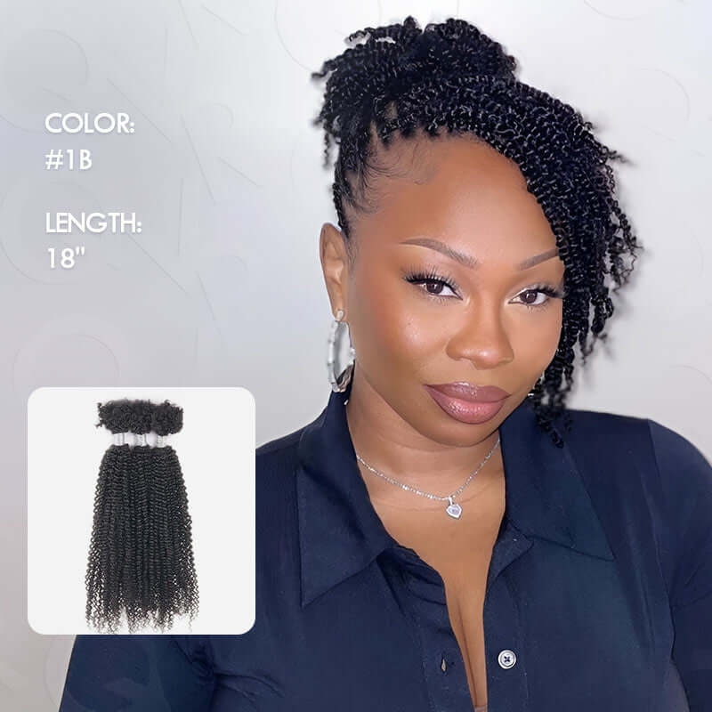 QUICK SHIP|Natural Black Passion Twist Afro Kinky V Bulk Human Hair - Image 5