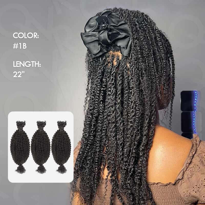 QVR Upgraded Kinky Bulk Natural Black hair 4a/3c Extensions - Image 10