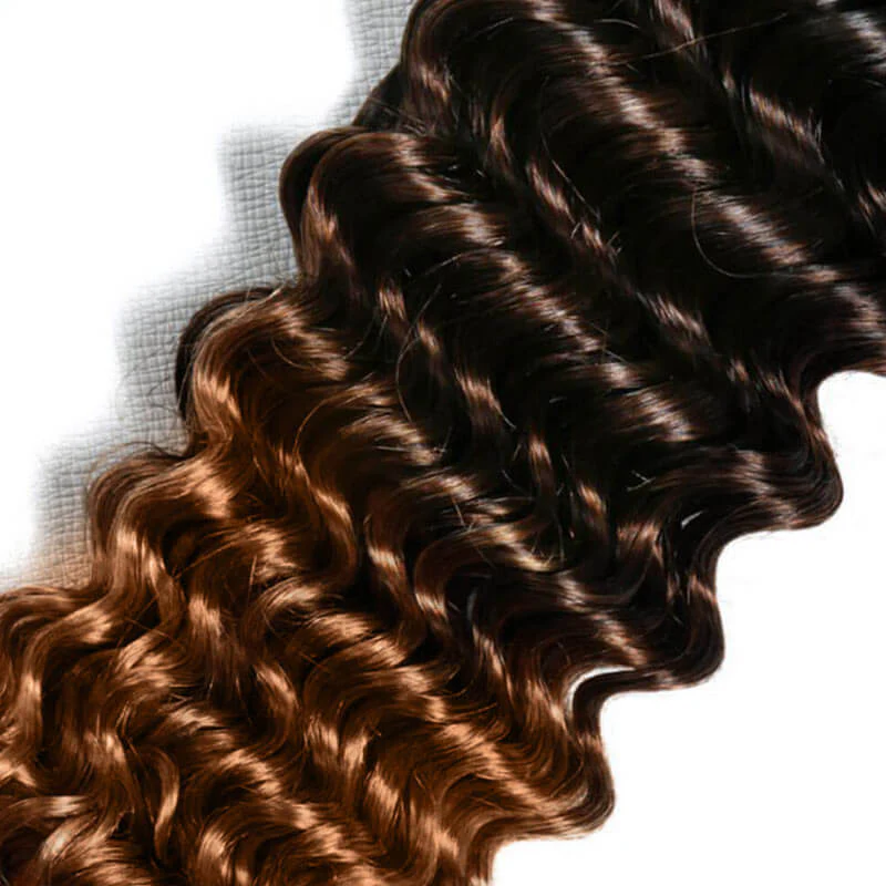 QVR Lightweight T2/30 Color Deep Wave Feather Crochet Braid Human Hair Extensions - Image 6