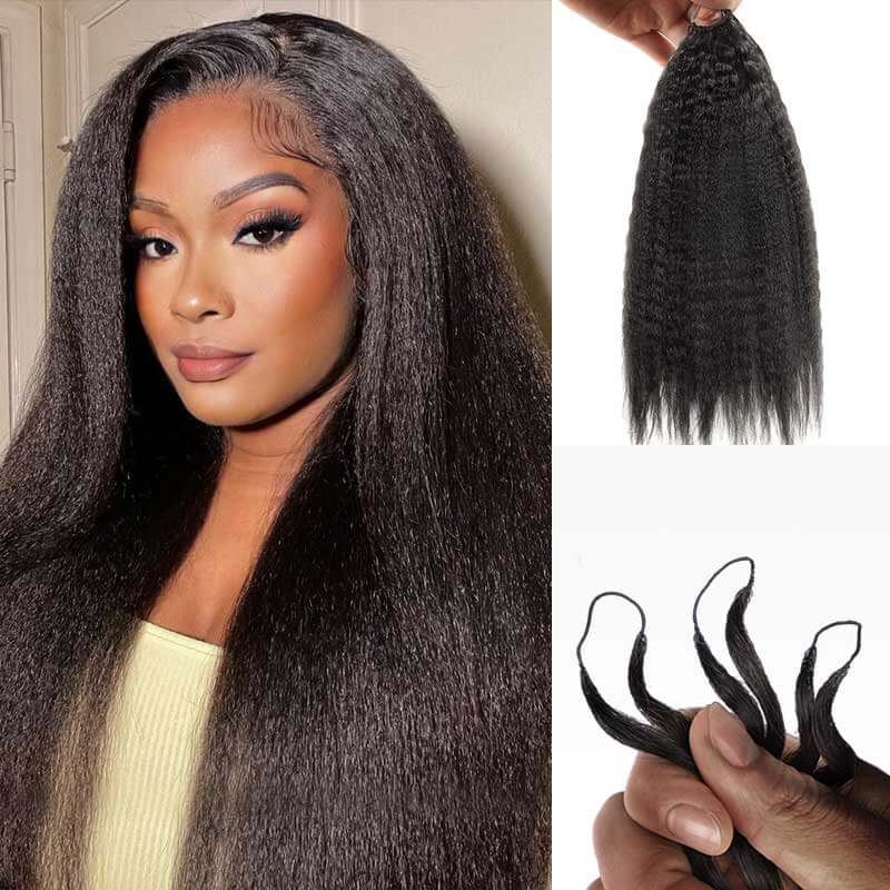 QVR 1 Pack Handmade Feather Crochet Braid Natural Black Human Hair Extensions - Image 11