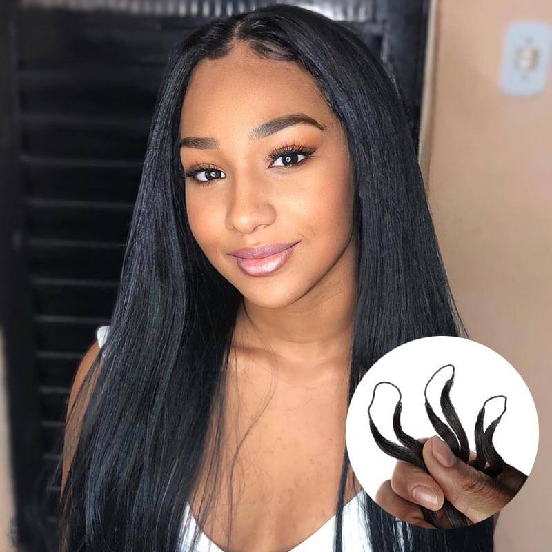 QVR 1 Pack Handmade Feather Crochet Braid Natural Black Human Hair Extensions - Image 2