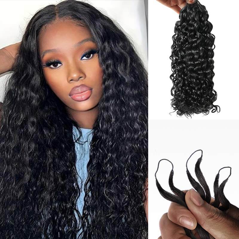 QVR 1 Pack Handmade Feather Crochet Braid Natural Black Human Hair Extensions - Image 4