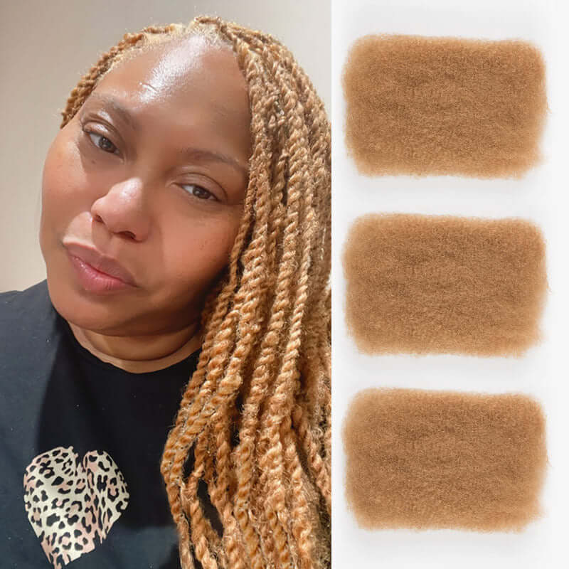 QVR 1 Pack Honey Blonde Color Afro kinky Bulk Human Hair - Image 5