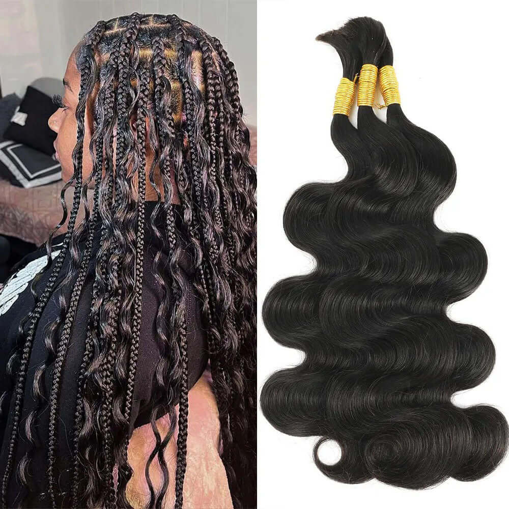 QVR Silk Straight Bulk Hair Extensions for Boho Knotless Braiding - Image 8