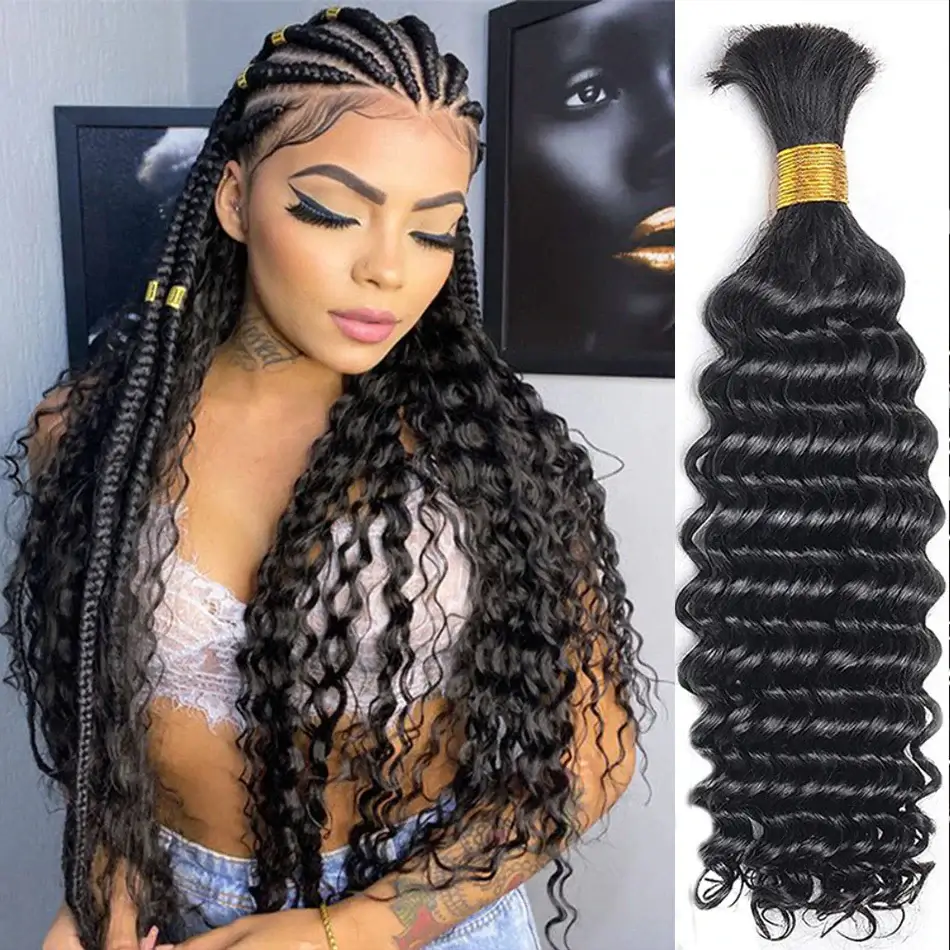QVR Silk Straight Bulk Hair Extensions for Boho Knotless Braiding - Image 10