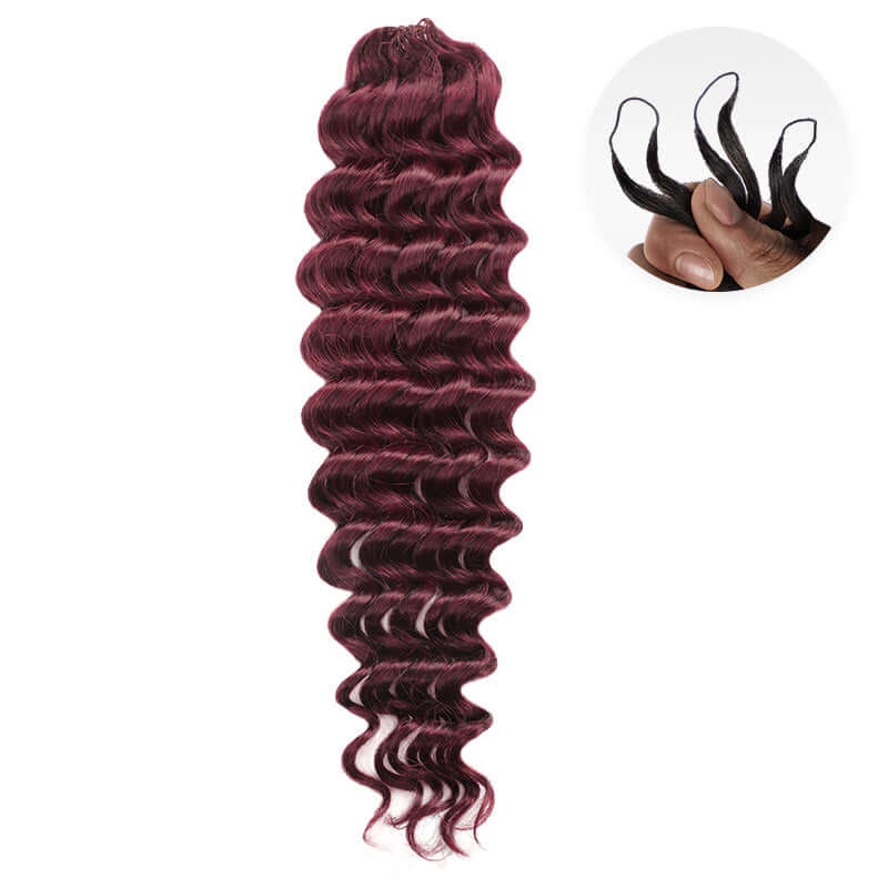 QVR 1 Pack Muti-Color Deep Wave Handmade Feather Crochet Braid Human Hair Extensions - Image 4