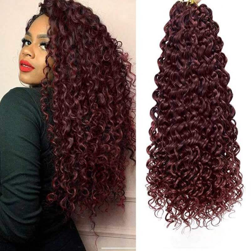 QVR 1 Pack Muti-Color Deep Wave Handmade Feather Crochet Braid Human Hair Extensions - Image 5