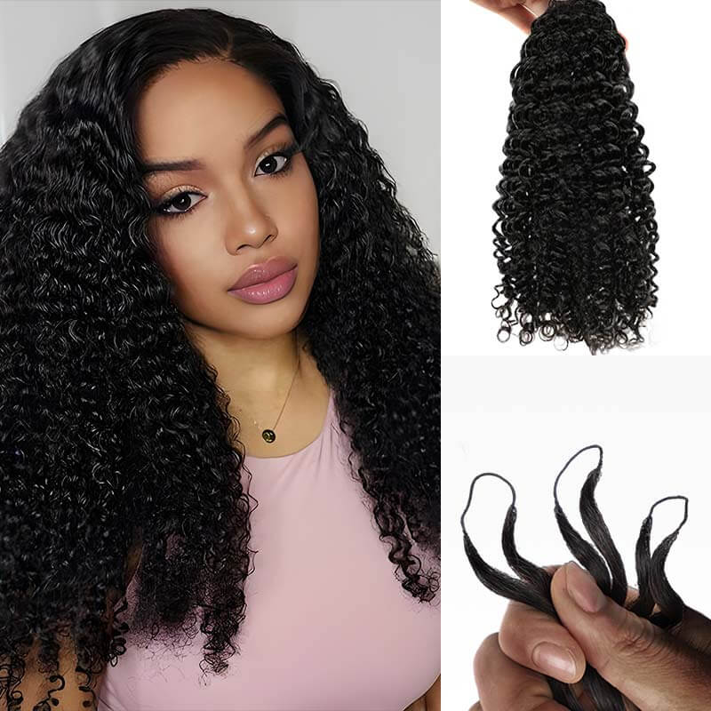QVR 1 Pack Handmade Feather Crochet Braid Natural Black Human Hair Extensions - Image 10