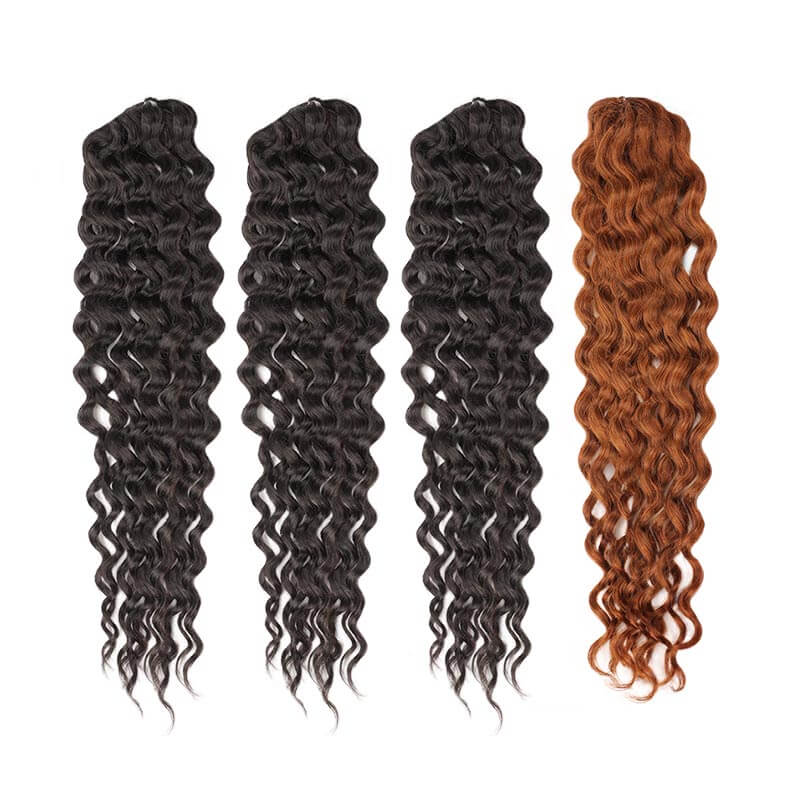 QVR 1 Pack Muti-Color Water Wave Crochet Braid Human Hair Extensions - Image 3