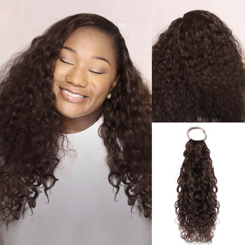 QVR Deep Brown #2 Water Wave Soft Feather Crochet Braids Human Hair Extensions - Image 3
