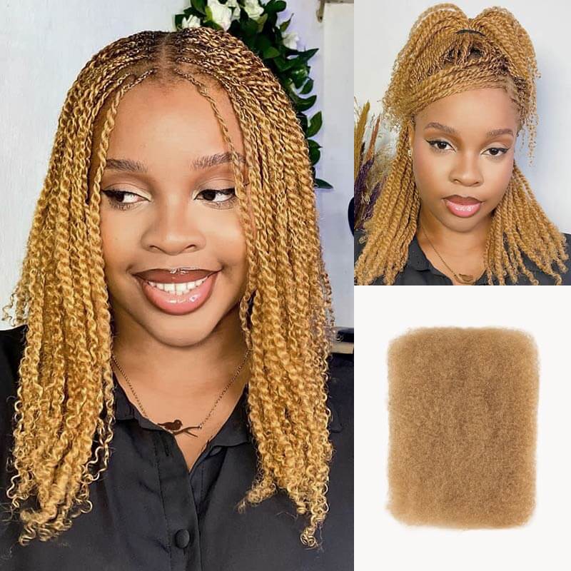 QVR Type 4C Afro Kinky Bulk Braiding Human Hair Extensions For Black Women - Image 13