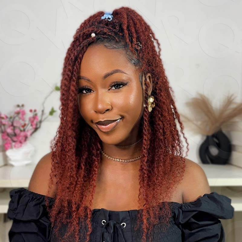 QVR 1 Pack Reddish Brown Color Afro Kinky Bulk Human Hair - Image 5