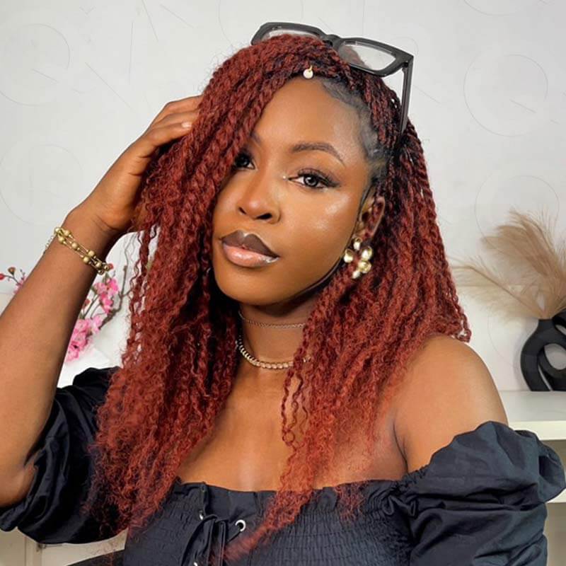 QVR 1 Pack Reddish Brown Color Afro Kinky Bulk Human Hair - Image 6