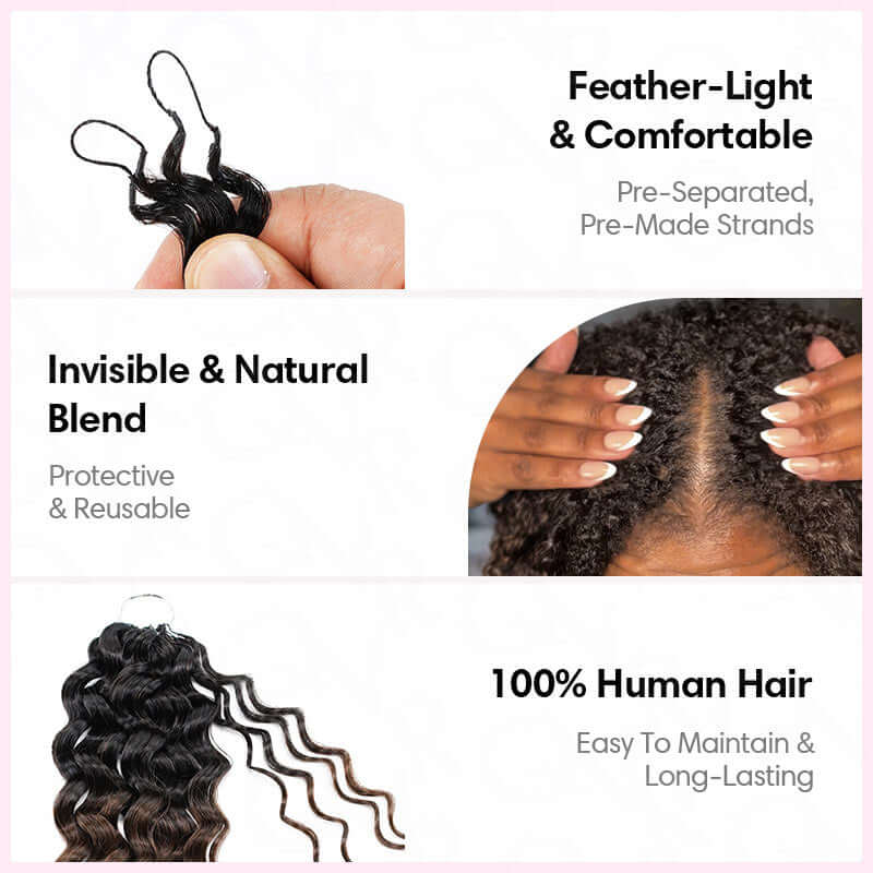QVR 1 Pack Water Wave Feather Crochet Human Hair Extension - Image 7