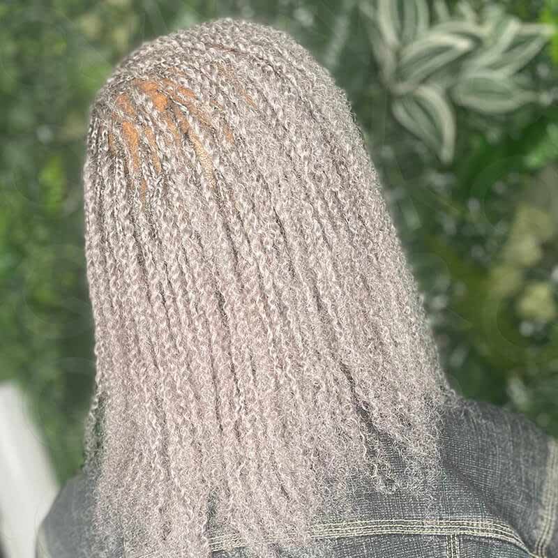 QVR Brazilian Grey Color Remy Hair Afro kinky Bulk Human Hair For Braiding Dreadlock Hair - Image 4