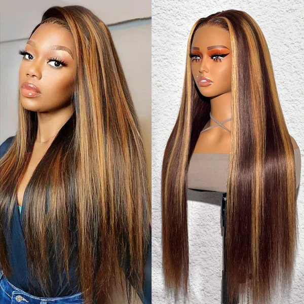 QVR 13x4 Transparent Lace Front Body Wave Wig Honey Blonde Piano Highlights Human Hair Wigs - Image 7