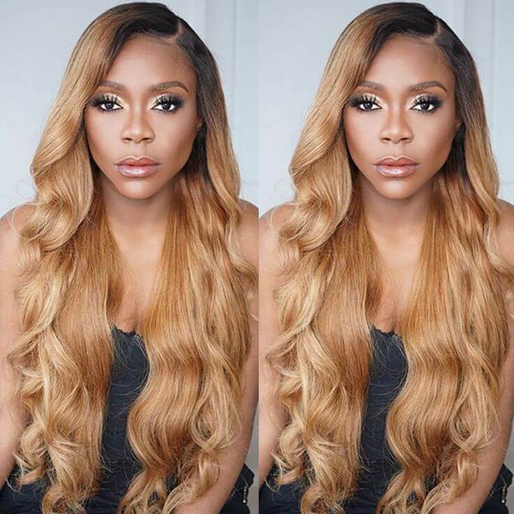 QVR 1B/27 Ombre Color Wig 13x4/4x4 Transparent Lace Frontal Wig Human Hair Wigs 180% Density - Image 2