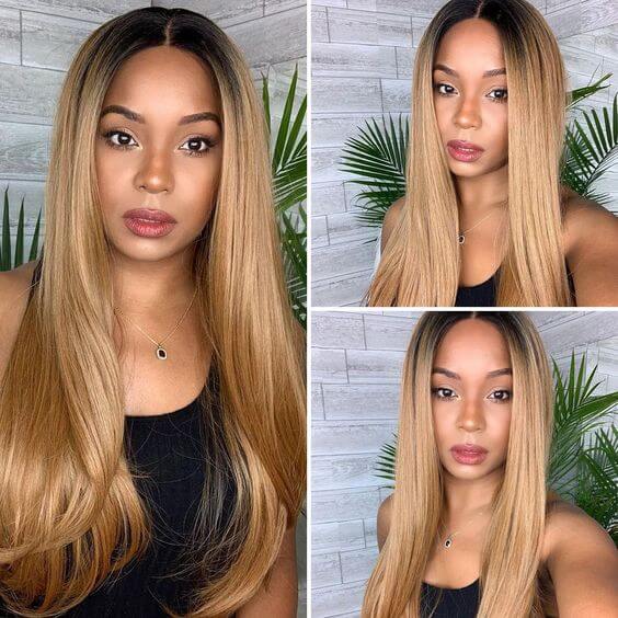 QVR 1B/27 Ombre Color Wig 13x4/4x4 Transparent Lace Frontal Wig Human Hair Wigs 180% Density - Image 6